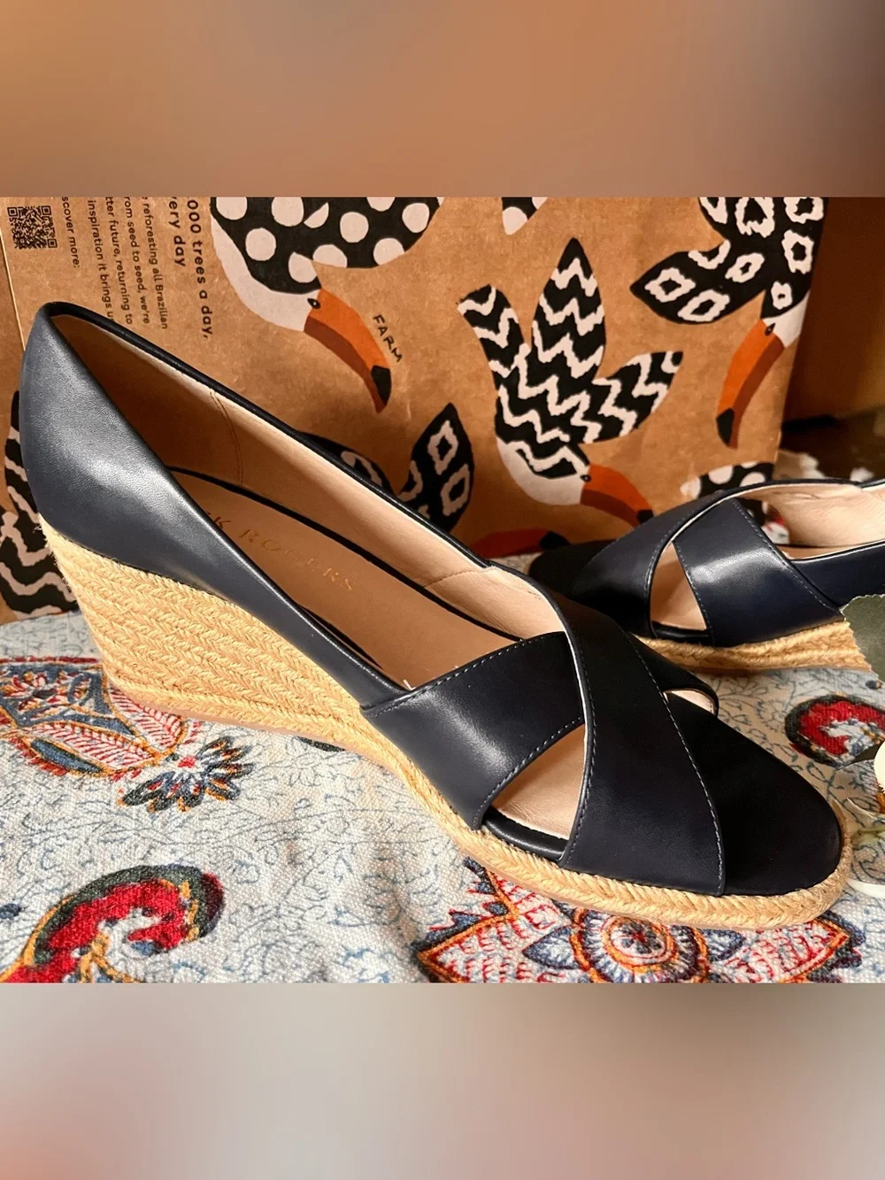 JACK ROGERS Palmer Criss-Cross Midnight Navy Wedge Espadrille